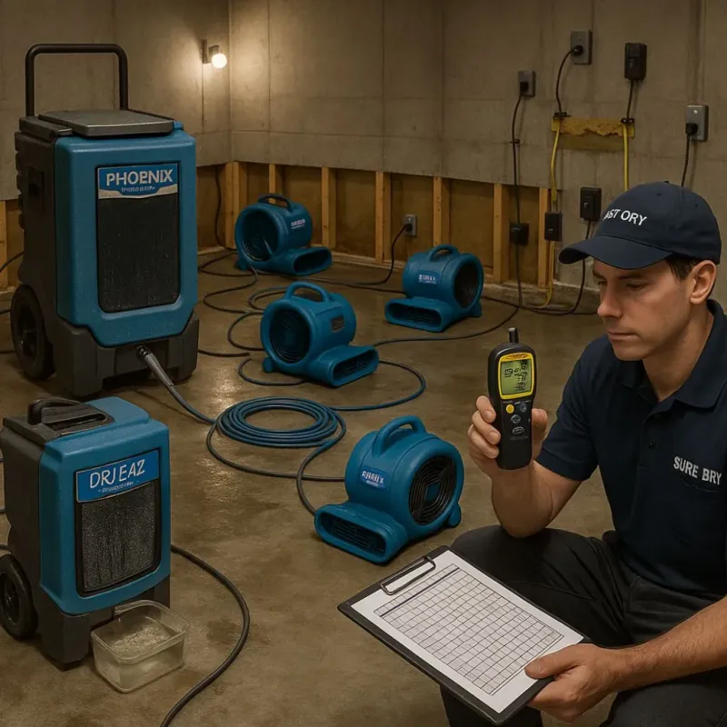 Structural Drying and Dehumidification process in Newville, PA
